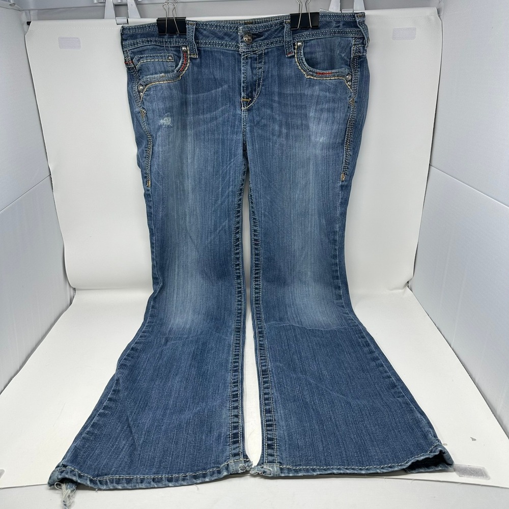 Ariat Jeans Women 31R Blue Ruby Low Rise Bootcut Embroidered Western 10012705